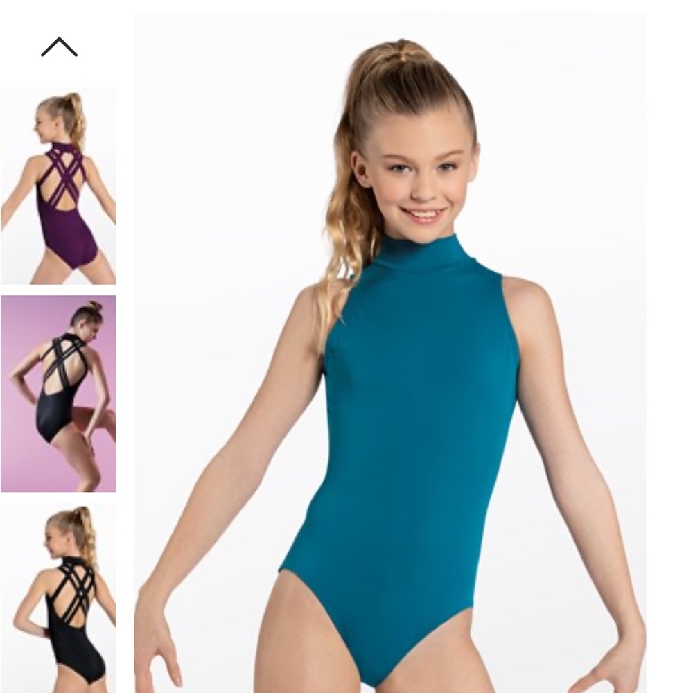 Balera Leotard IC 7-8 Strappy Cross Back Leotard Mock Turtleneck